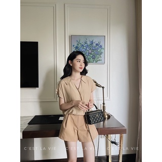 Áo lụa tay hến cúc trai C'est la vie