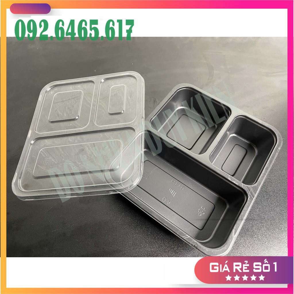 [FREESHIP] Combo 10 Khay Nhựa Đựng Cơm Văn Phòng Có Nắp 3 Ngăn HT19