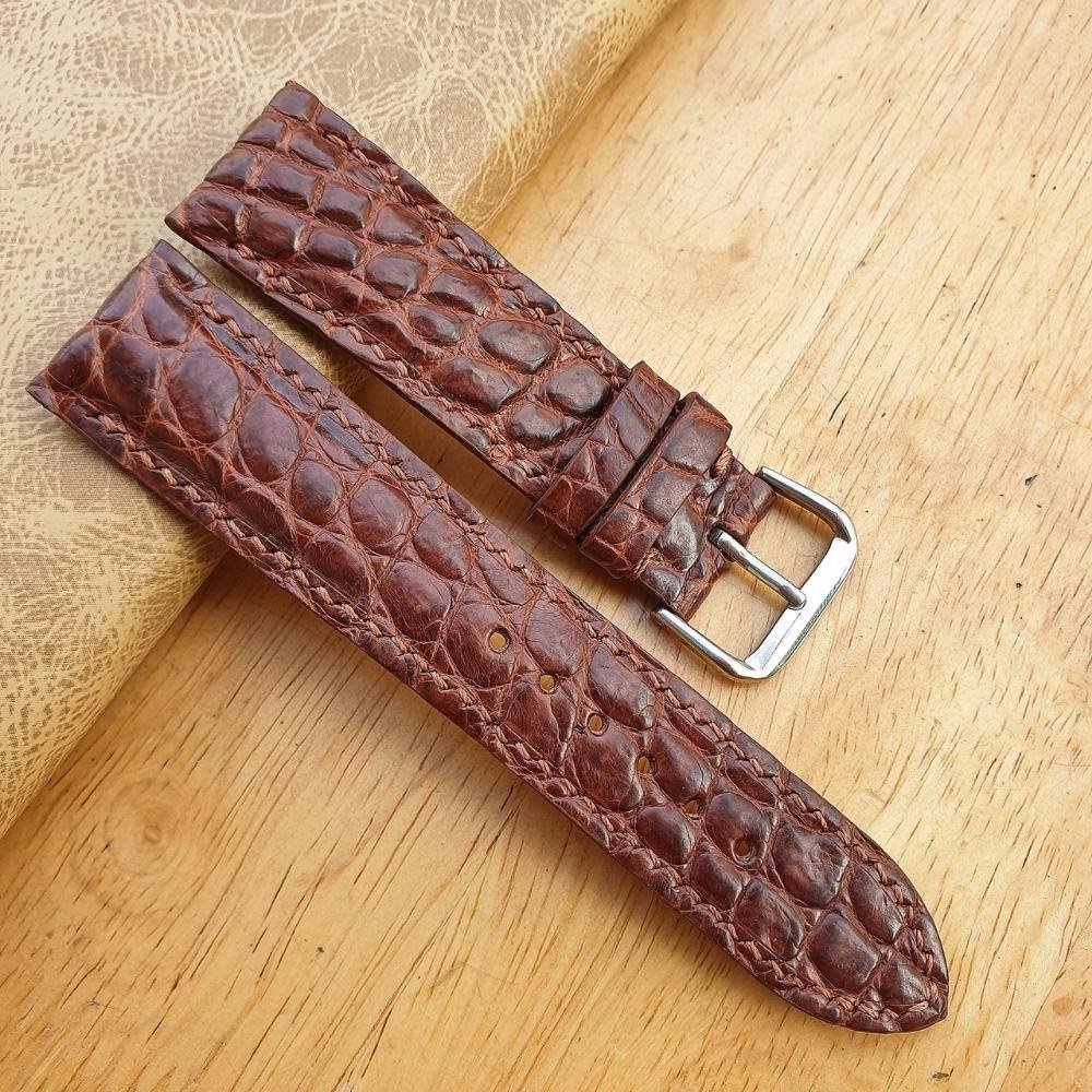 Dây đồng hồ da cá sấu dây da đồng hồ size 18mm 20mm 22mm lót Zermatt nhập khẩu từ Pháp cao cấp handmade Vnstrap P39