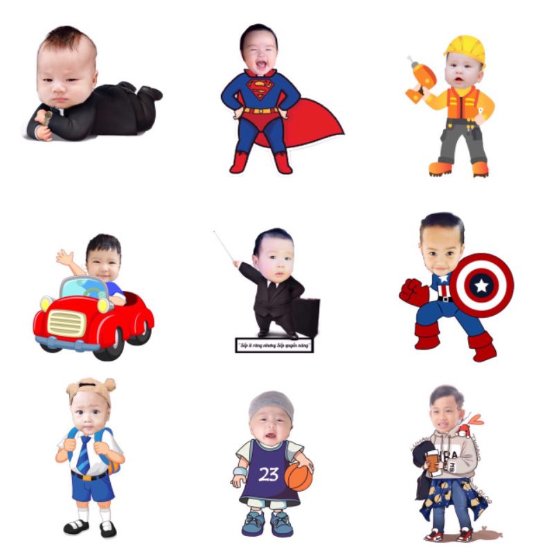 Hình Chibi bé trai trang trí tiệc sinh nhật, thôi nôi cho bé