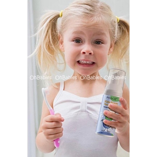 Kem Đánh Răng Chống Sâu Răng Cho Trẻ Em Dạng Bọt cho bé từ 2y PERCIZ tặng kèm bàn chải chữ U - Hàng Mĩ [OH BABIES]