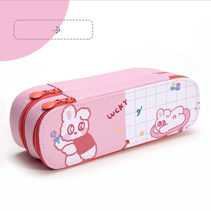 Hộp đựng bút hai ngăn khóa kéo cực rộng rãi hoạt hình siêu dễ thương BAG U HB2