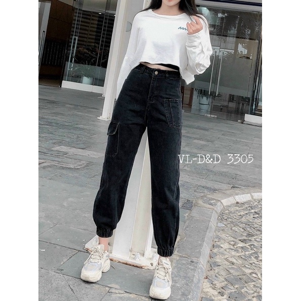 Quần Bò Jean Baggy cạp cao Bo Chun gấu + ảnh thật hàng đẹp Quảng Châu | BigBuy360 - bigbuy360.vn