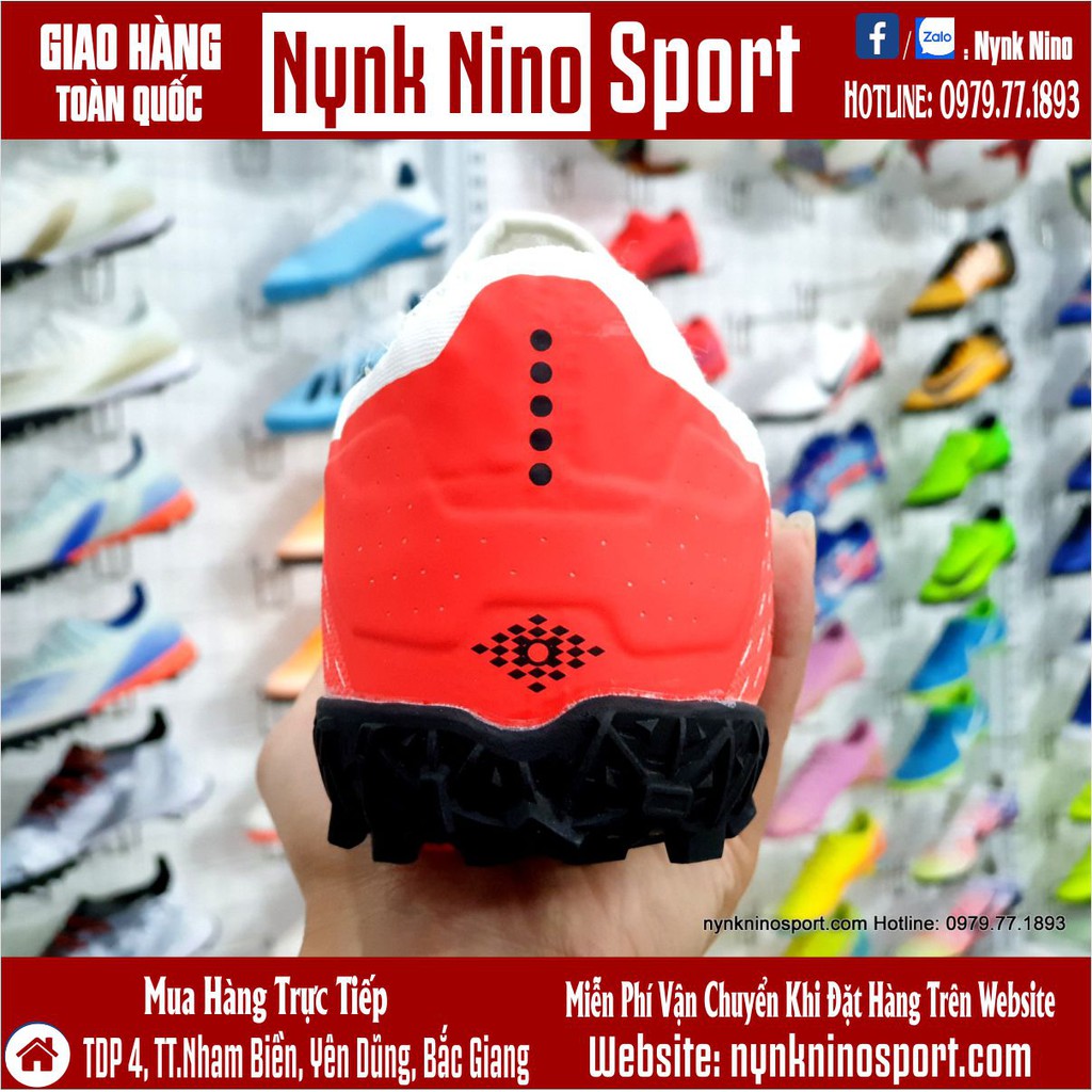 Giày Bóng Đá Mercurial Vapor 13 Pro Neymar Trắng Vạch Đen Gót Đỏ TF