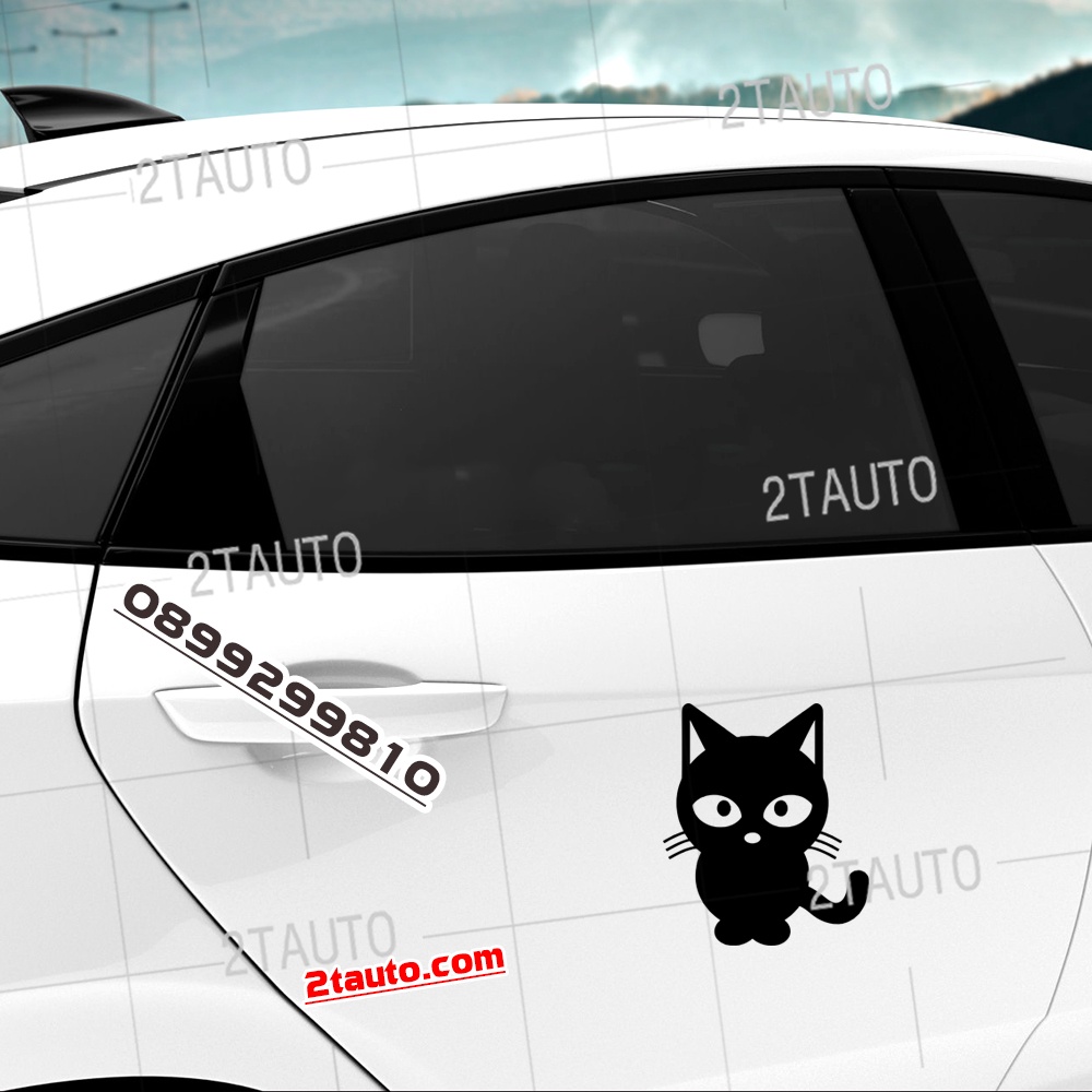 Tem decal HÌNH CON MÈO dán xe nhiều kích thước, chống thấm nước, logo CHÚ MÈO dán trang trí ô tô xe hơi - MẪU 12