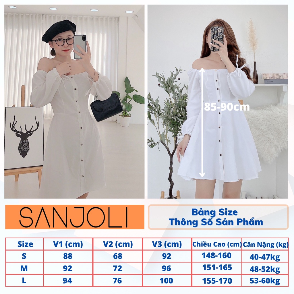 Đầm Trễ Vai Tay Phồng SANJOLI Váy Body Bẹt hở vai trắng đi dự tiệc cưới công sở thiết kế sang chảnh xinh dài tay VD049 | BigBuy360 - bigbuy360.vn