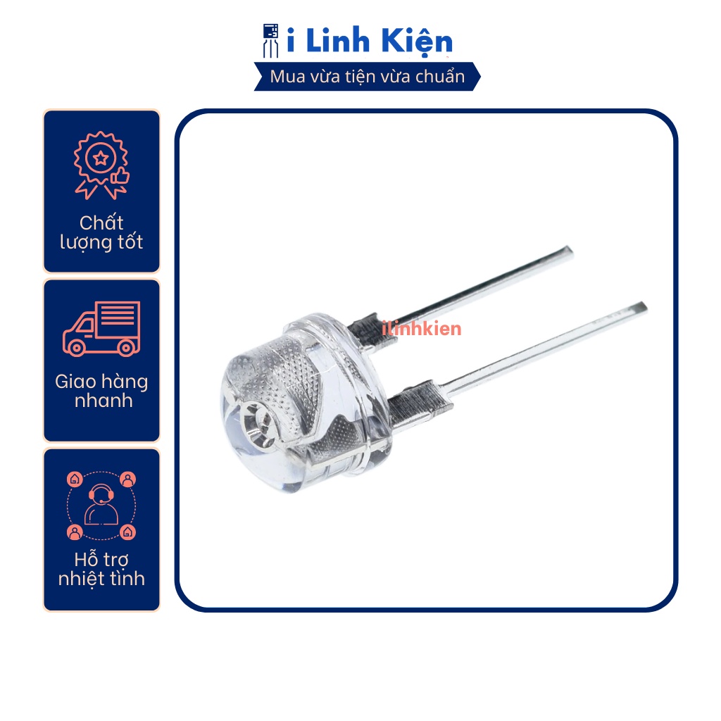 LED F8 8mm trắng/thân đỏ siêu sáng chân 29mm