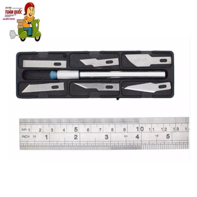 Dao Khắc Trổ Cán Bạc Kèm 6 Lưỡi Khắc Trổ Đa Năng