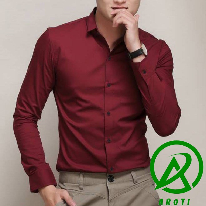 Thanh Lý Áo Sơ Mi Nam dài tay Hàn Quốc form body, vải lụa Thái chống nhăn