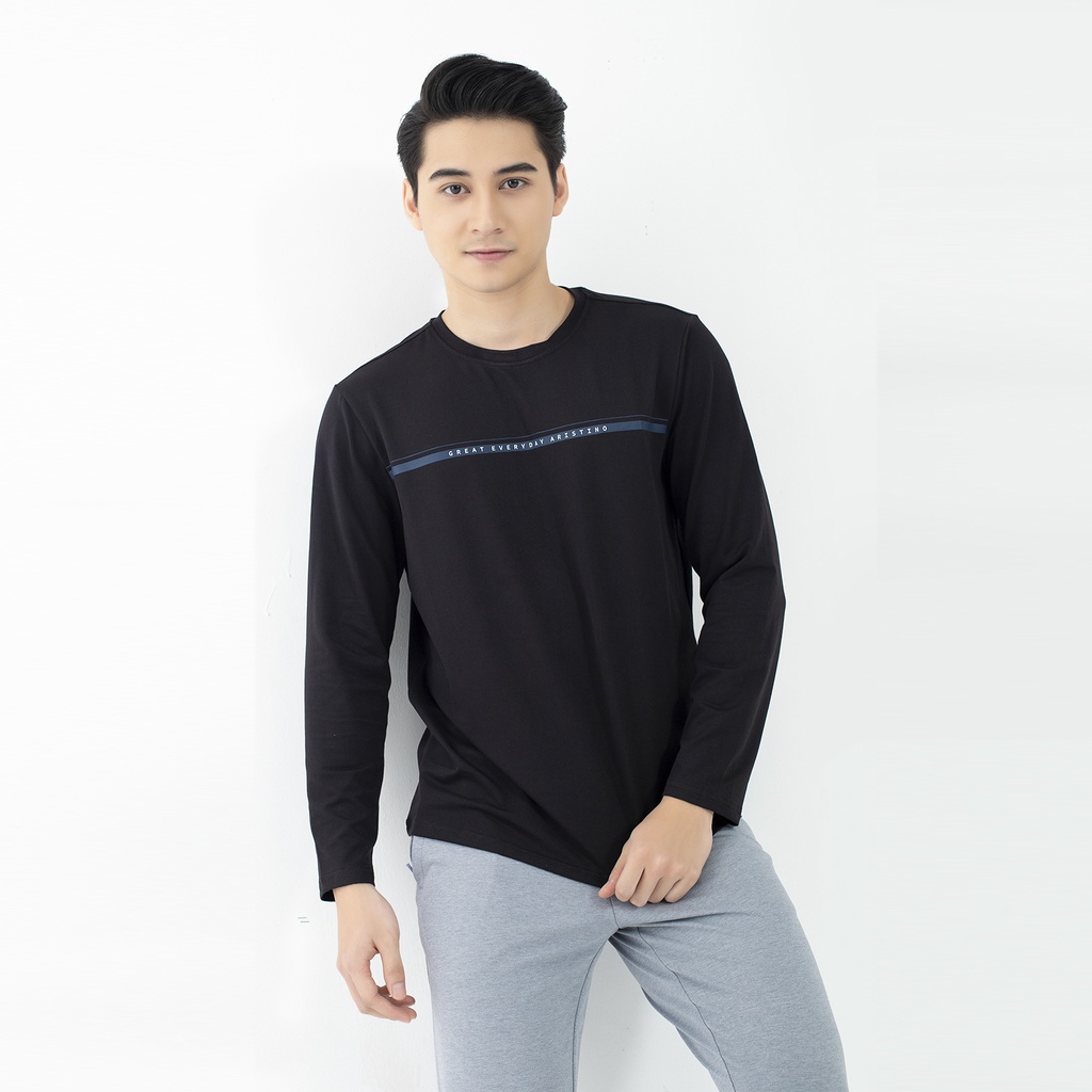 Áo thu đông  dài tay nam Aristino cotton form rộng  ALT018W1