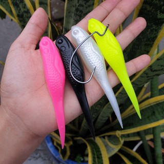 Set 4 con mồi mềm Skipping phối màu + 1 lưỡi G Hook / Skiping Zo / skip ping