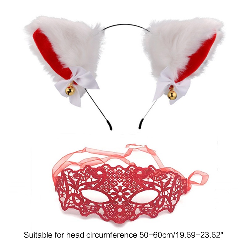 Băng Đô Cài Tóc Hình Tai Mèo Phối Ren Hoa Dễ Thương Cho Nữ