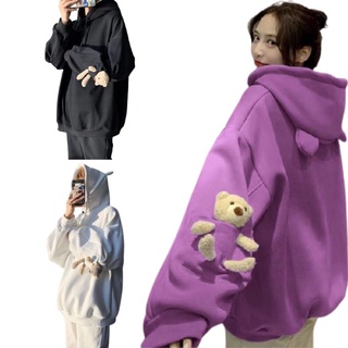 Áo Hoodie Nữ Tay Gấu Bông Mũ Có Tai Chất Dày Dặn Ấm Áp Mã 642 You Store