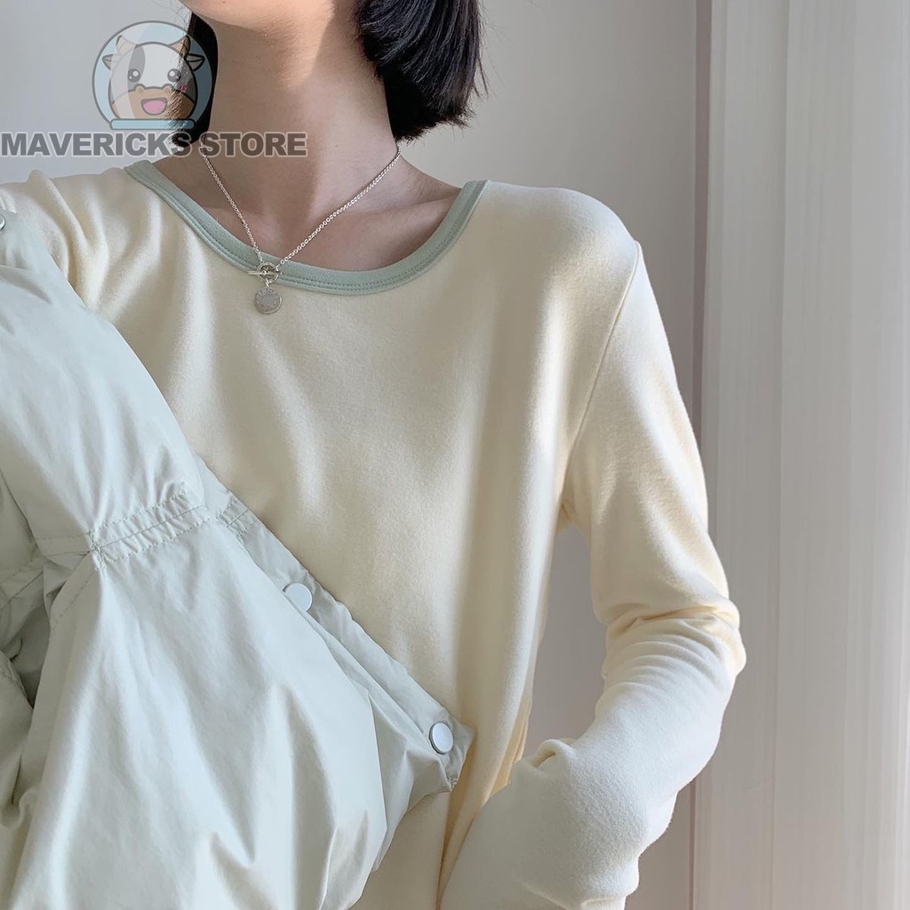 Áo Thun Tay Dài Cổ Tròn Màu Sắc Thanh Lịch Dành Cho Nữ