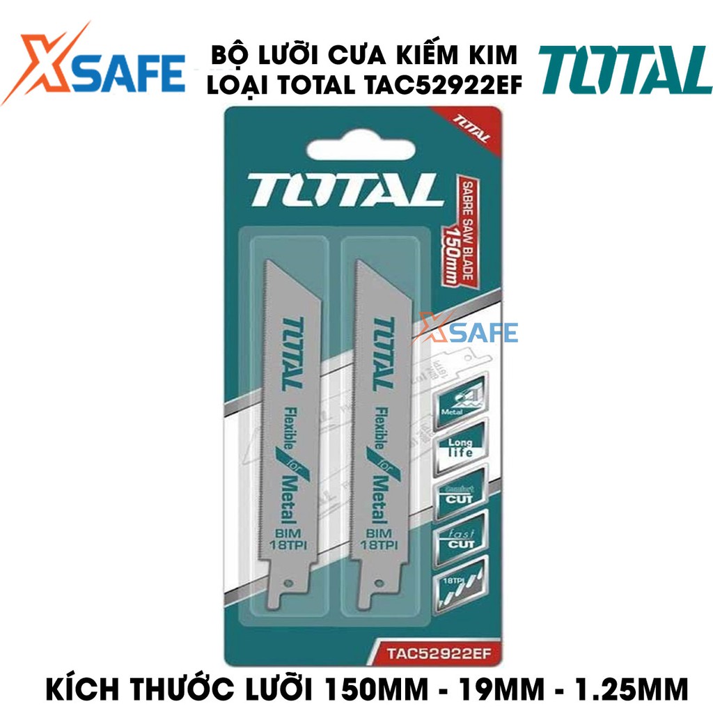 Bộ lưỡi cưa kiếm kim loại TOTAL TAC52922EF Lưỡi cưa kiếm Total chất liệu thép carbon, mỗi inch 18 răng cưa - Chính hãng