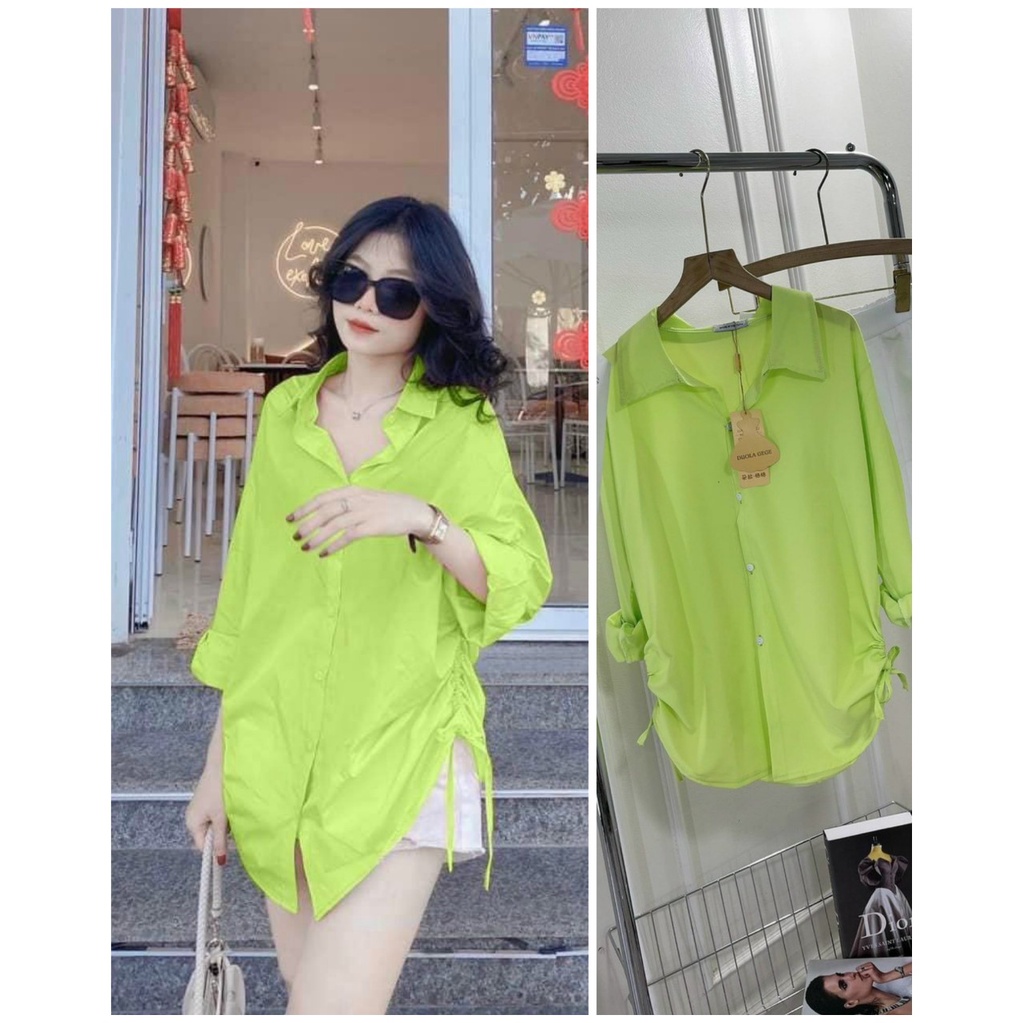 sét bộ sơ mi áo đũi rút dây kèm quần shot đi biển siêu cưng thời trang Anh Dương shop