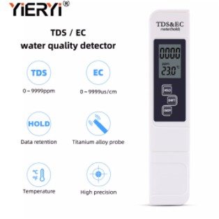 Bút đo độ tinh khiết của nước TDS đo độ dẫn điện của nước EC và đo nhiệt độ 3 trong 1 điện tử màn hình LCD