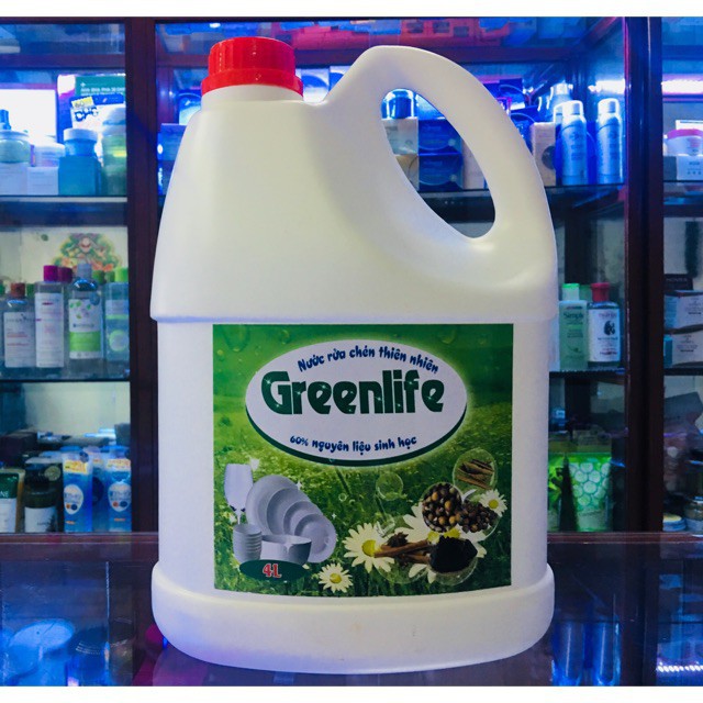 Nước rửa chén sinh học Greenlife hương quế - YADAH - Can 4l nguyên liệu thiên nhiên an toàn cho gia đình