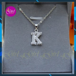 [Cam kết bạc chuẩn] Dây chuyền bạc nữ + mặt dây chuyền chữ K đính đá (1cmx1cm)