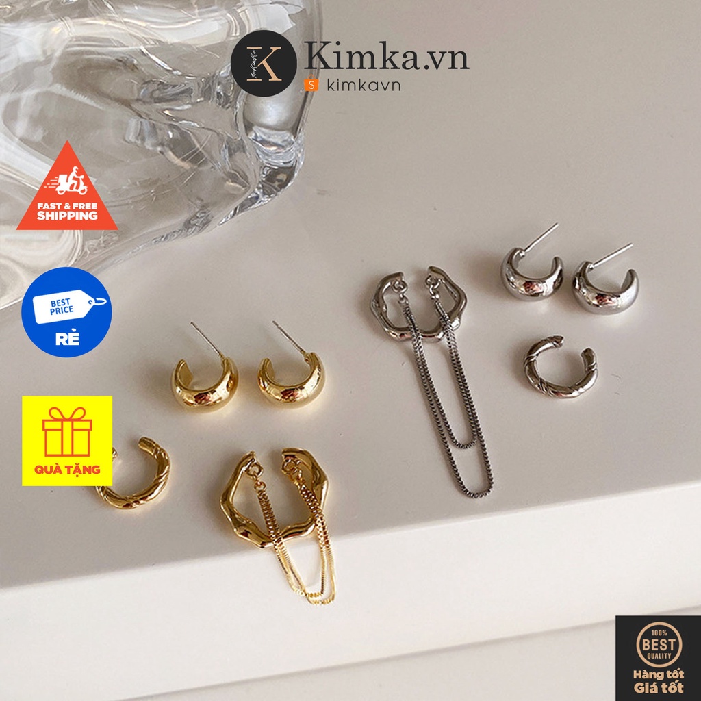 (0442) Set Bộ Khuyên Tai Và Kẹp Vành Cá Tính Thanh Lịch Hàn Quốc