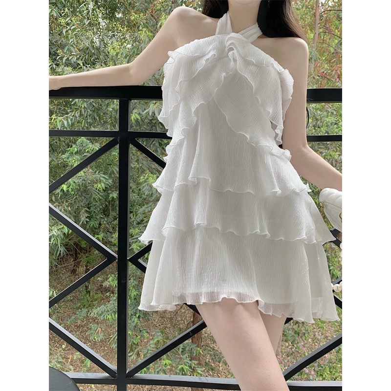 Đầm nữ cổ yếm dáng ôm xòe tầng mini Emilyshop