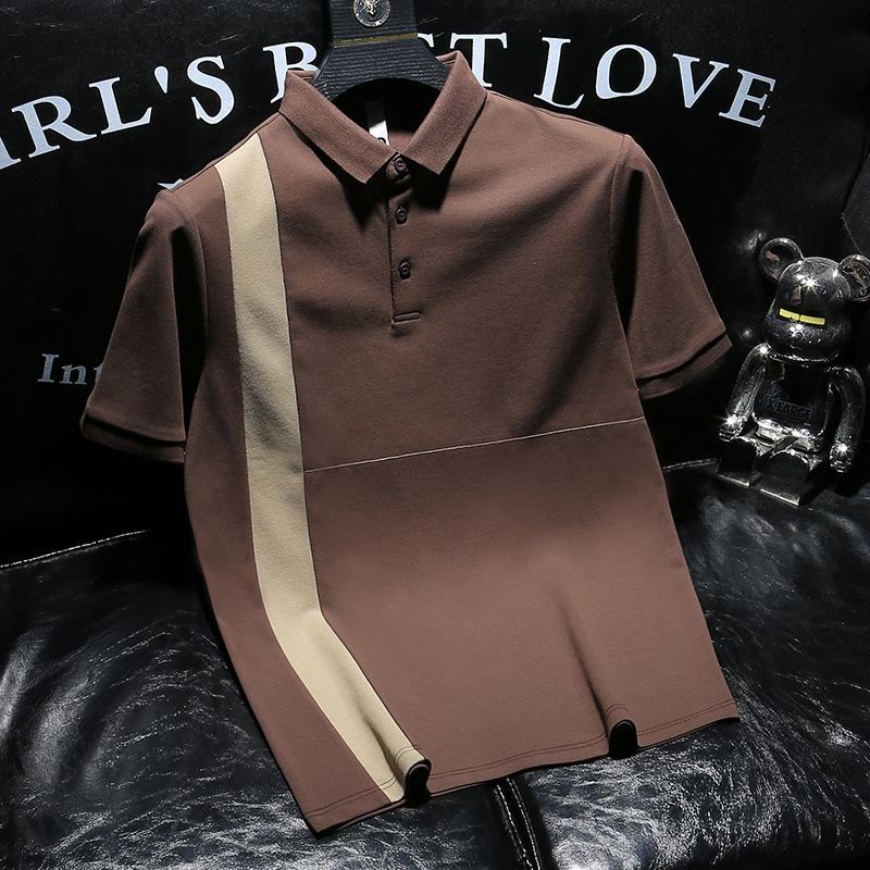 Áo Thun Polo Ngắn Tay Màu Sắc Tương Phản Thời Trang Cho Nam