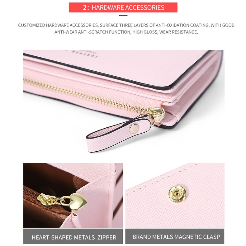 Ví Nữ PERFECT FOR YOU chất da xước thời trang thời trang cho nữ Ví Bóp Nữ Cầm Tay Đựng Tiền Nhiều Ngăn Chất Da Xước Cao Cấp 367-1