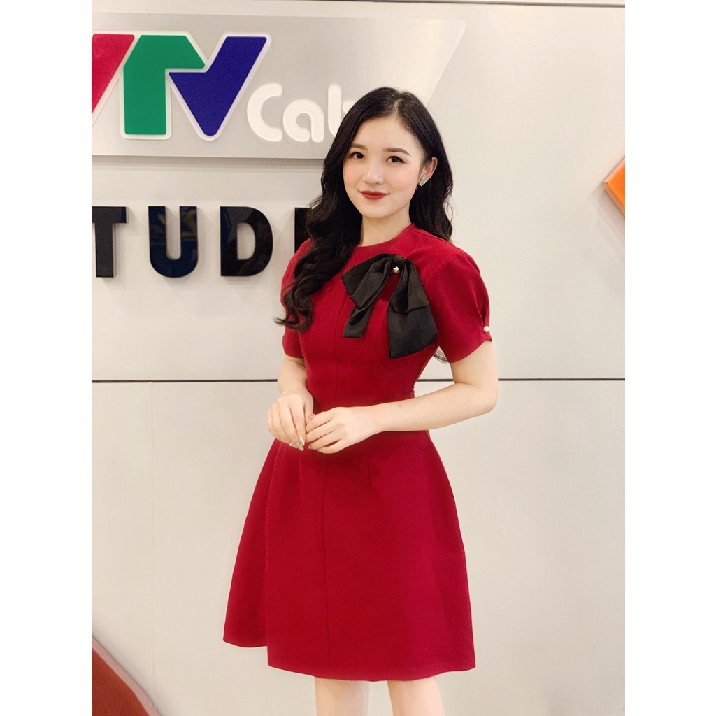 LAVIEM - Đầm đỏ nơ đen Emmy | BigBuy360 - bigbuy360.vn