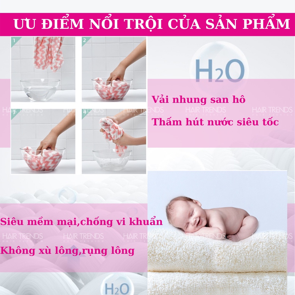 [Loại dày] Khăn quấn ủ tóc,lau khô tóc siêu tốc,khăn gội đầu siêu thấm nước