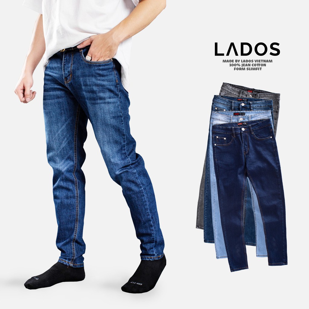 Quần jean nam basic cao cấp LADOS - 4035 với form dáng vừa chuẩn - Quần jean nam cao cấp chất vải đẹp