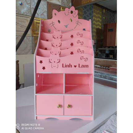 Kệ sách Hello Kitty nhỏ gọn 2 ngăn kéo FNL-3203 | BigBuy360 - bigbuy360.vn