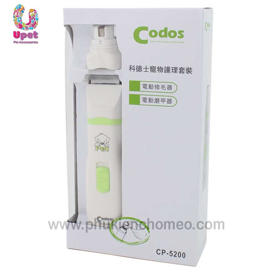 Tông đơ + Mài móng Codos 5200 thiết kế nhỏ gọn 2in1 có thể cắt lông và thay đầu mài móng tiện lợi an toàn khi sử dụng.