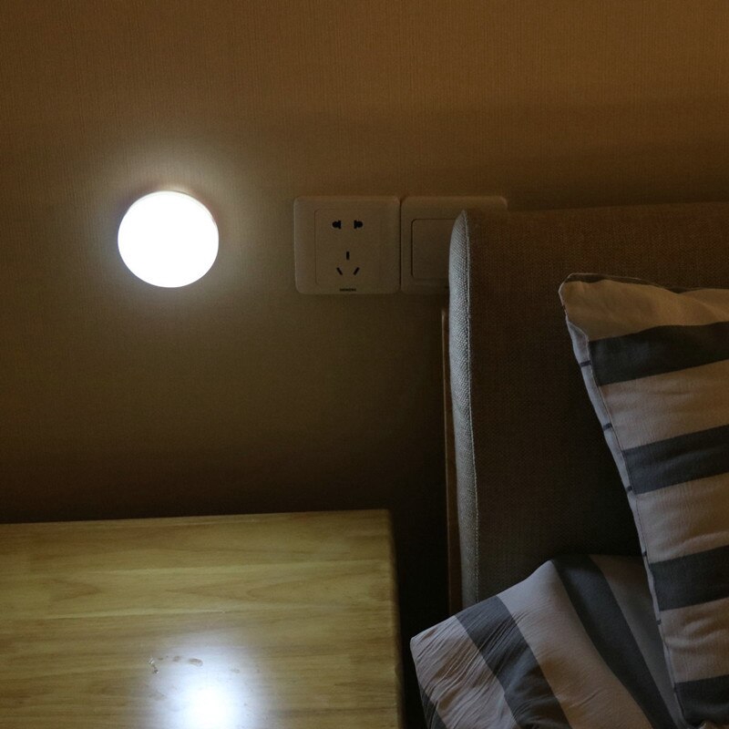 LED Night lights, white shell, white/ warm lighting, Wireless smart touch switch wall lamp, for cabinet stairs corridor night light, Use AAA battery power, 0.6W