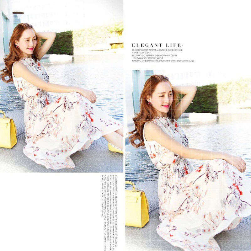 Đầm maxi phối hoa phong cách Bohemian thanh lịch