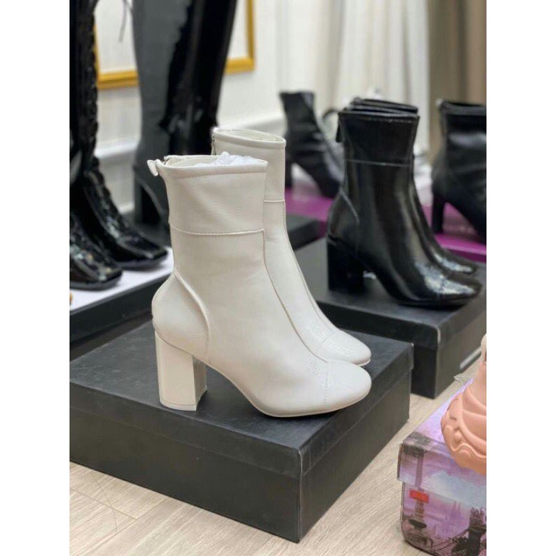 Bốt - Boots thời trang nữ da bóng cổ lửng