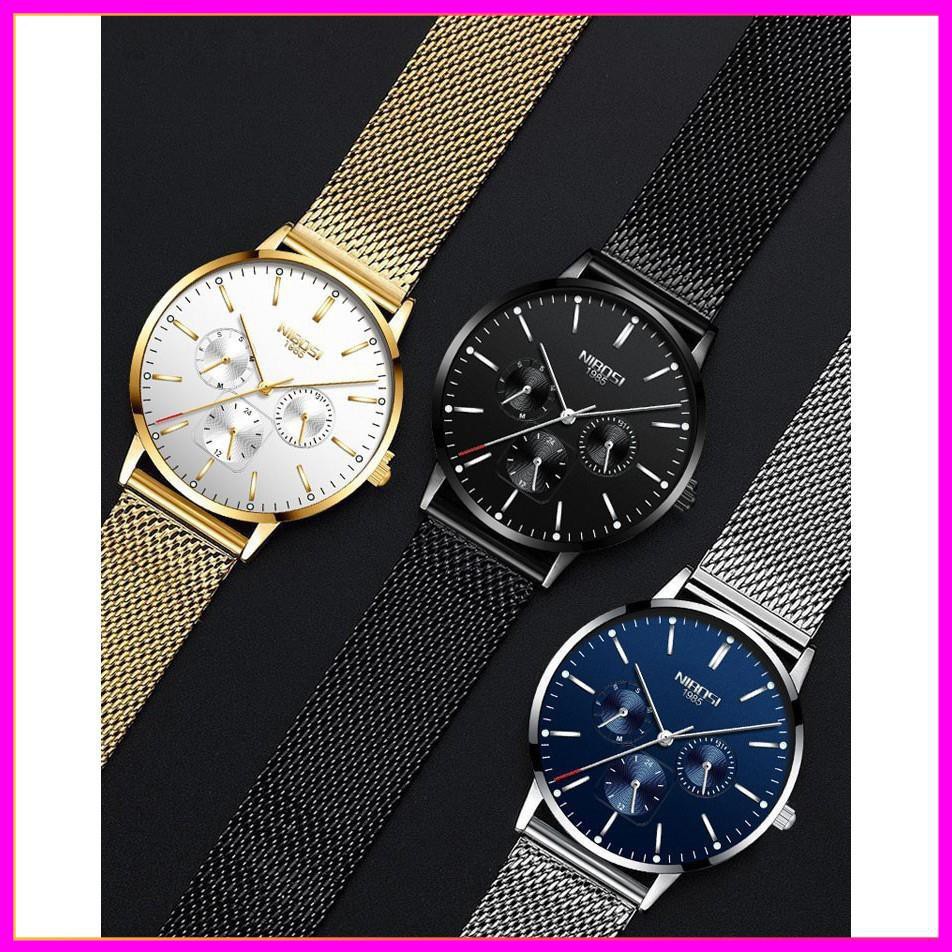 [SIÊU GIẢM GIÁ] ĐỒNG HỒ NAM DÂY LƯỚI HIỆU NIBOSI CHÍNH HÃNG FULL BOX CHẠY ĐỦ 6 KIM LỊCH NGÀY VÀ THỨ | BigBuy360 - bigbuy360.vn