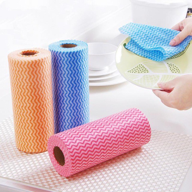 Khăn Lau Bếp Dạng Cuộn Lau Chén Dĩa Cao Cấp Siêu Thấm Có Thể Tái Sử Dụng Chất Liệu Vải Không Dệt Nhiều Màu Angola