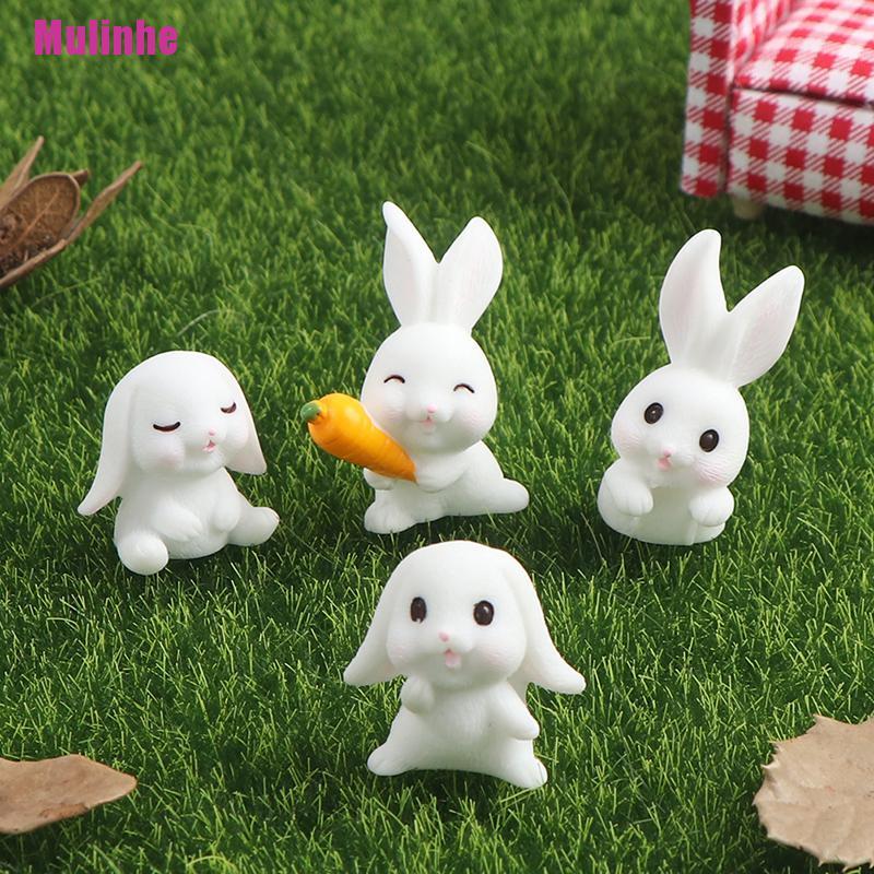 Set 4 Mô Hình Thỏ Và Cà Rốt Mini Trang Trí Bánh Kem