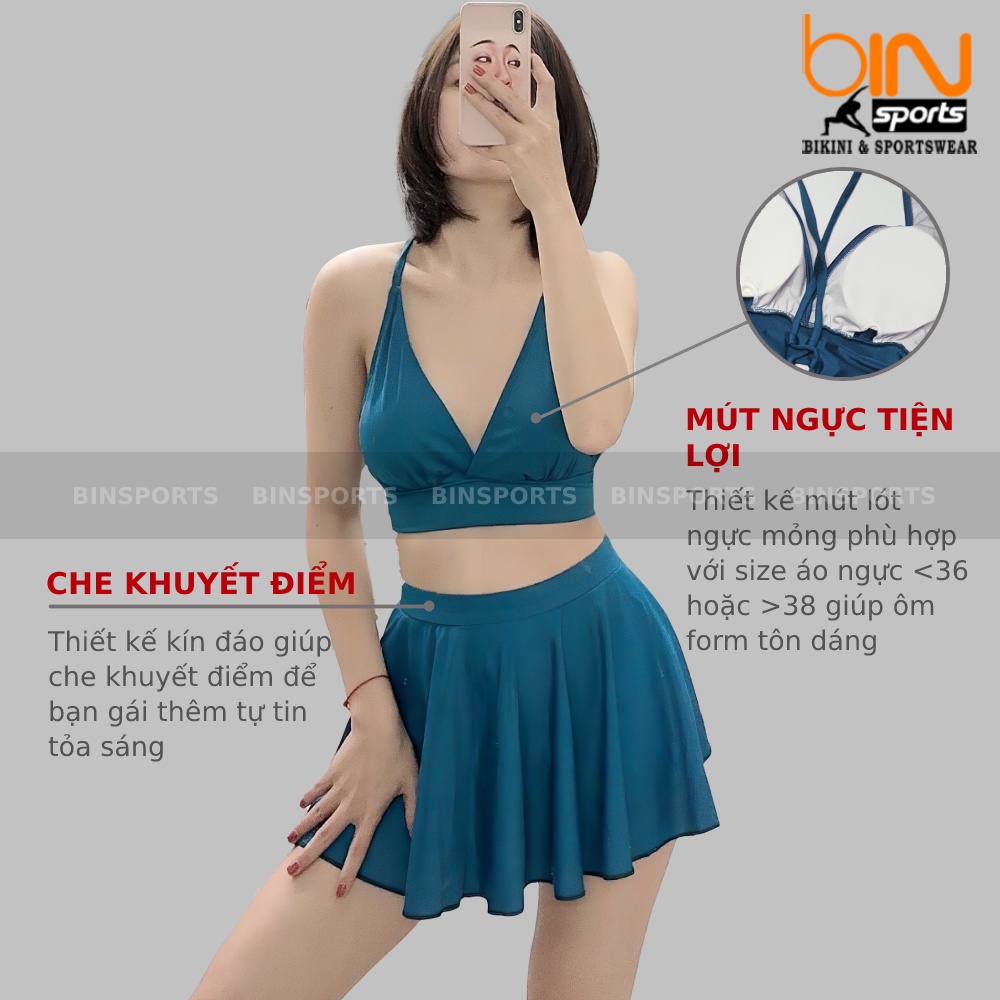 Đồ Bơi Nữ Hai Mảnh Quần Váy Nhiều Màu Freesize Bin Sports BHV115