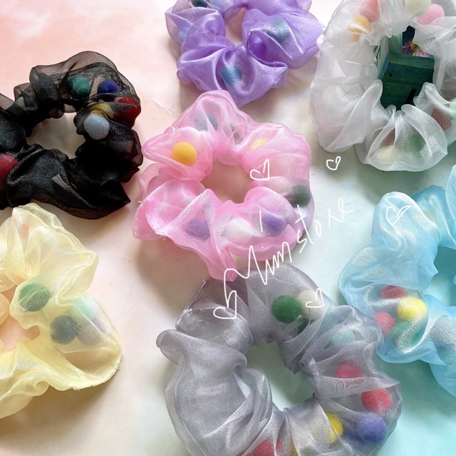 {Ảnh thật- Nhiều loại} SCRUNCHIES CỘT TÓC POMPOM XINH XẮN, GIÁ RẺ HÀNG LOẠI 1