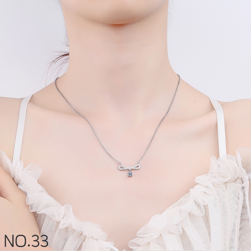 Vòng cổ Mặt Đính Đá Kim Cương Trắng Bạc S925 Thời Trang