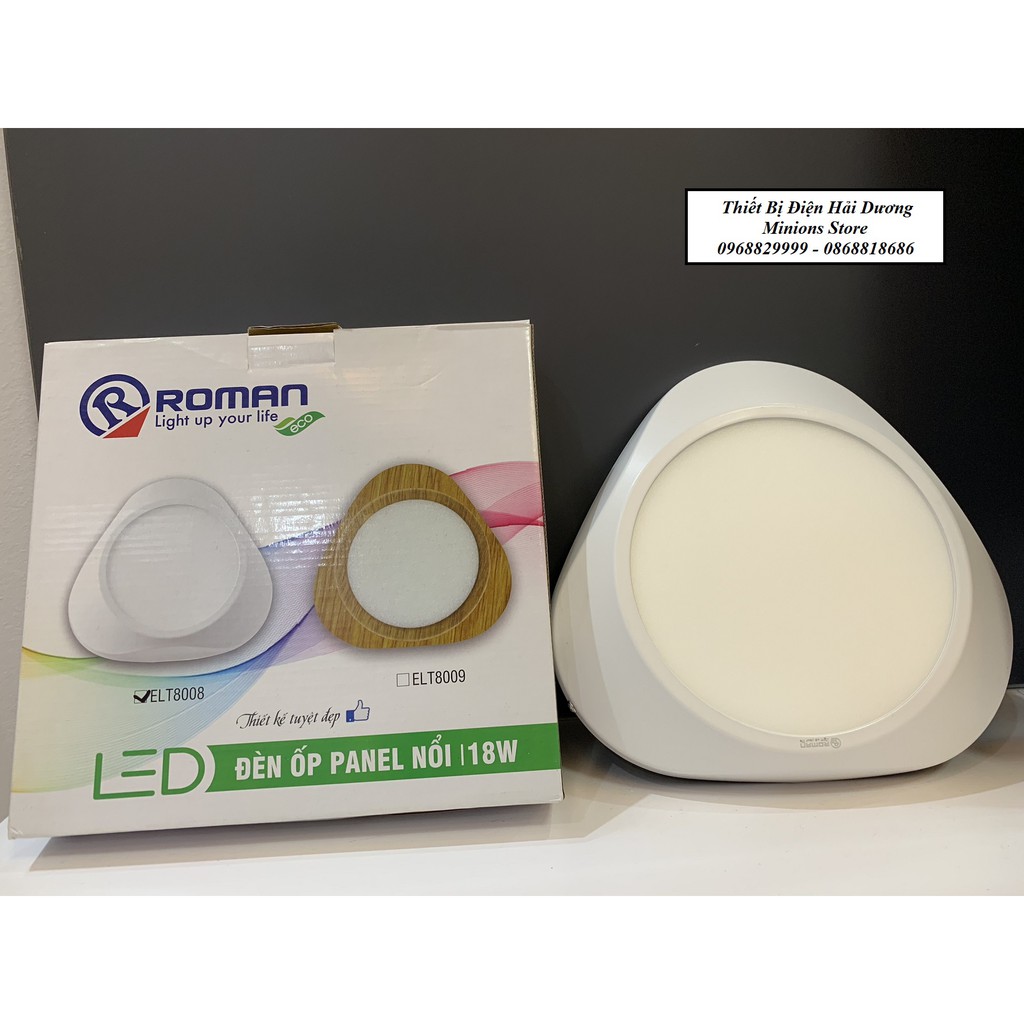 COMBO 3 ĐÈN ỐP NỔI PANEL LED ROMAN ELT8008 18W (Viền trắng) - Bảo hành 12 tháng