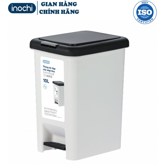 [CHÍNH HÃNG] Thùng Rác Mini -Nhựa Đạp Chân Nắp Đậy Chữ Nhật HIRO INOCHI 10 Lít Làm Sọt Rác Văn Phòng , Gia Đình TRAC10