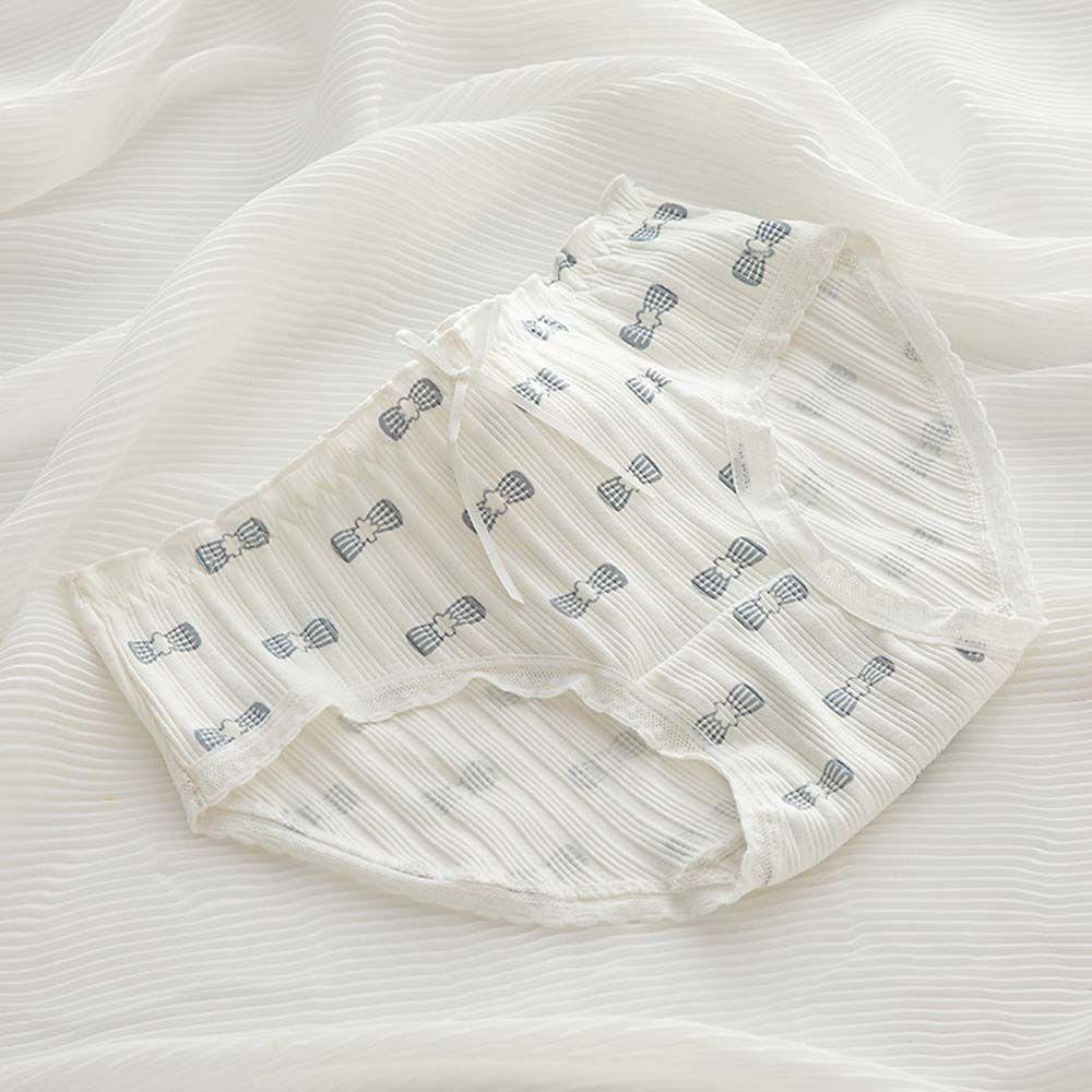 Quần Lót Cotton Lưng Vừa Họa Tiết Hoạt Hình Thắt Nơ Xinh Xắn Cho Nữ