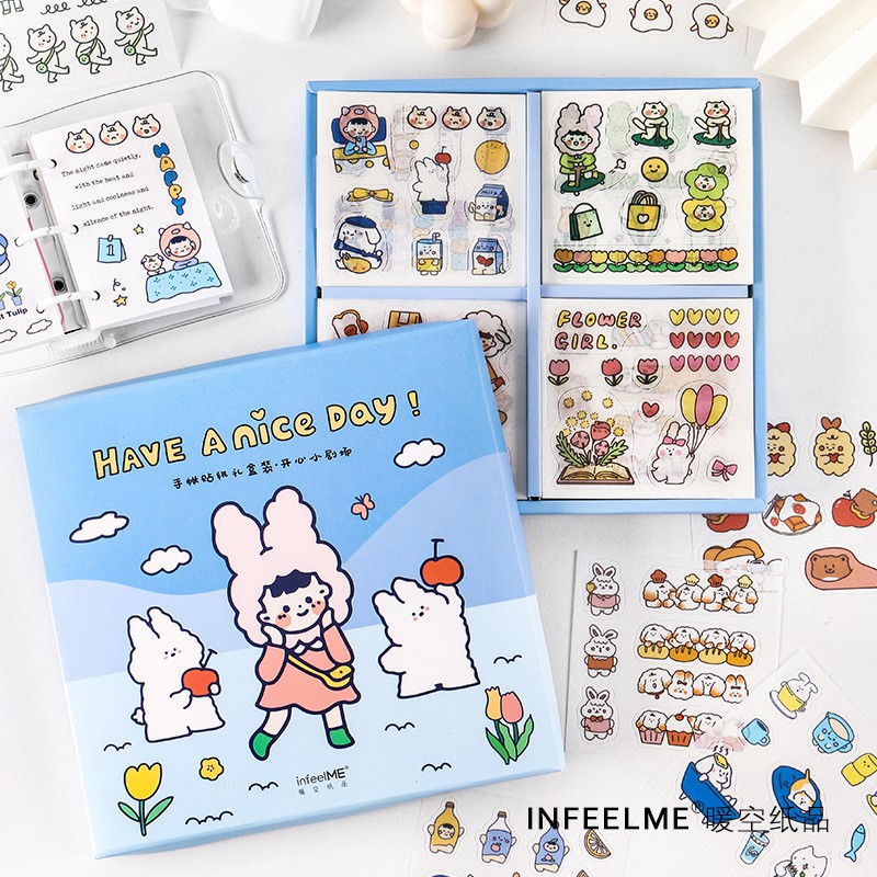 Hộp sticker 100 tấm làm quà tặng gift box dễ thương (tách set 25 tấm)