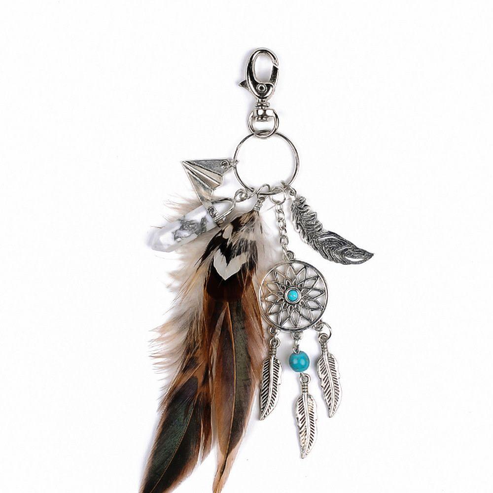 LANFY Móc Khóa Dreamcatcher Phối Lông Vũ Thời Trang Phong Cách