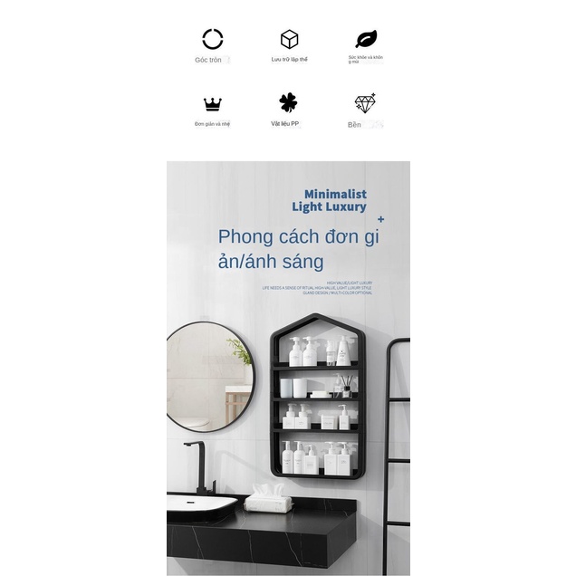Giá Đựng Mỹ Phẩm Nhiều Tầng Không Đục Lỗ Gắn Tường Nhà Tắm / Nhà Vệ Sinh