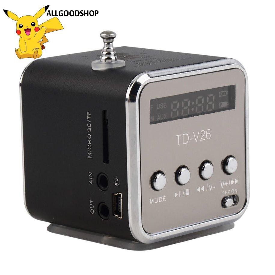 All} TD-V26 Mini Radio FM Digital Portable Speakers /Receiver Support TF Card