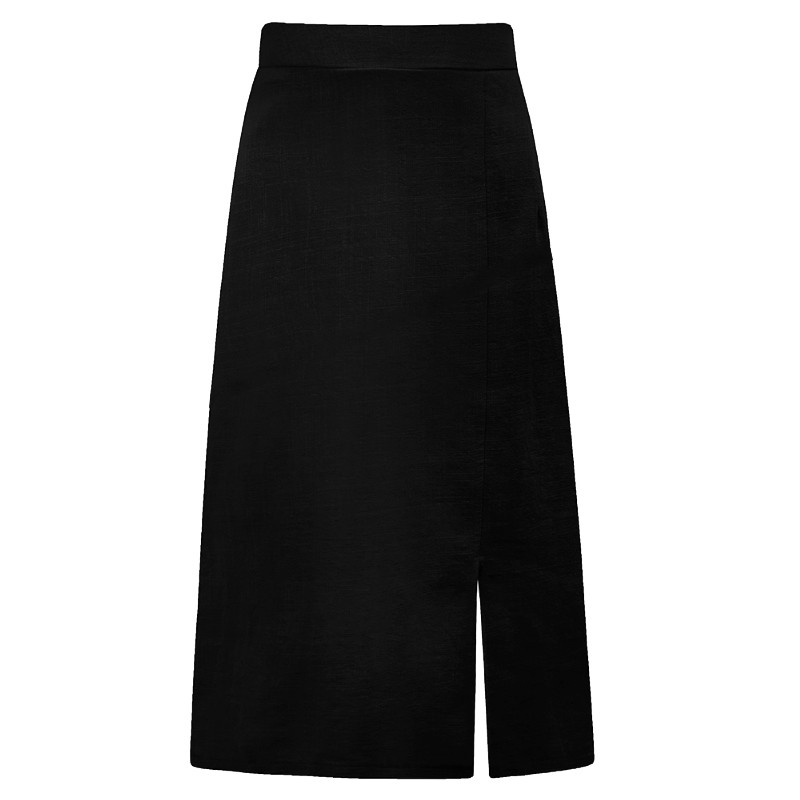 (ORDER) Chân váy MORAN cạp cao màu đen xẻ cao style retro Hàn Quốc | BigBuy360 - bigbuy360.vn