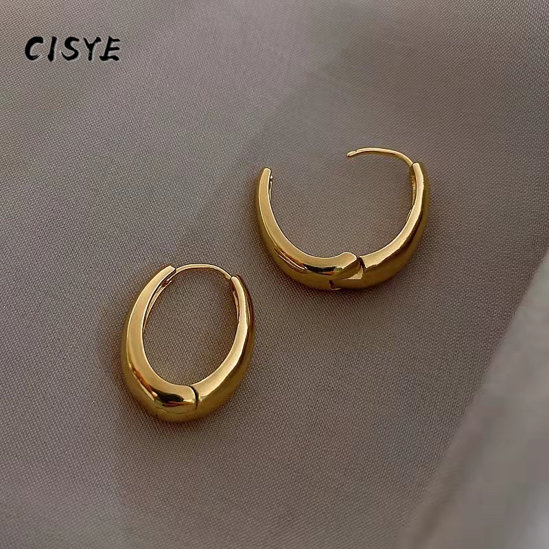 Đôi khuyên tai hình tròn oval phong cách Hàn Quốc cổ điển dành cho nữ